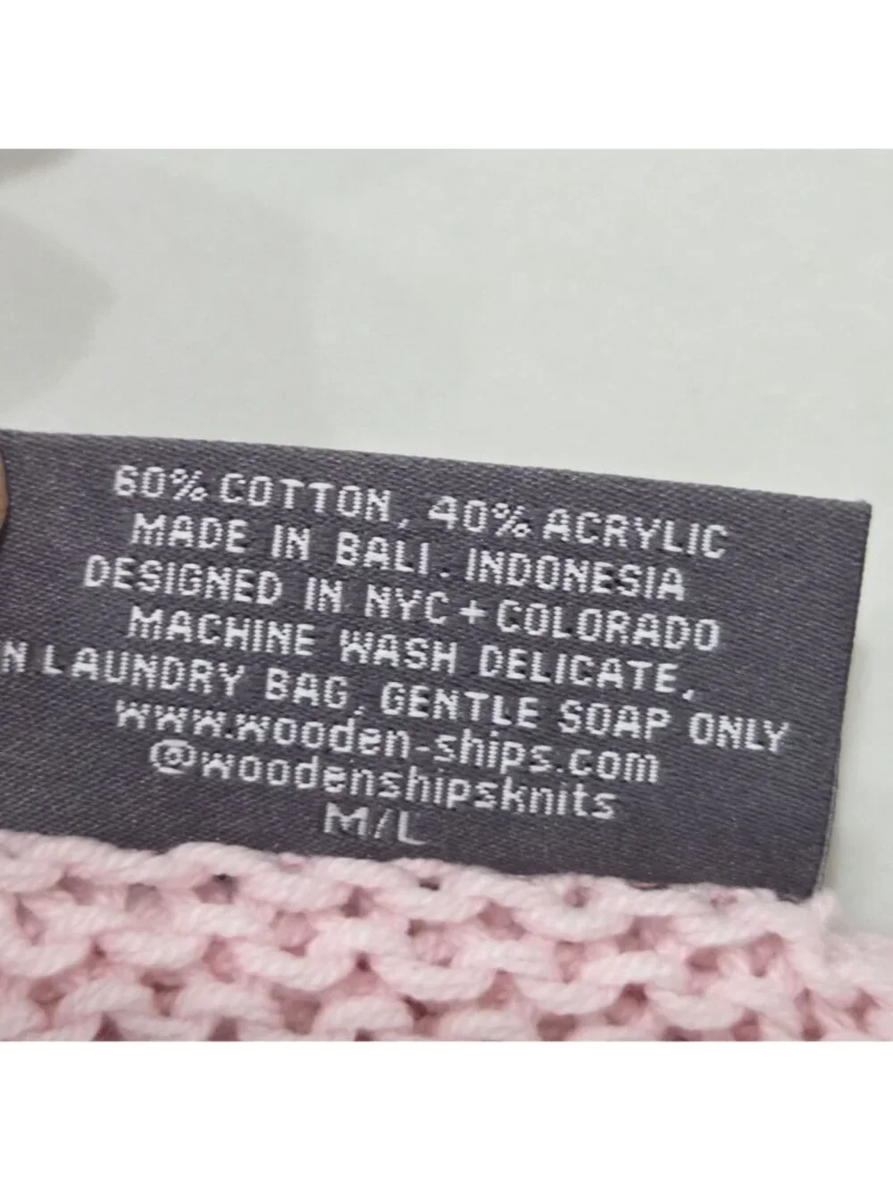 Wooden Ships American Flag Heart Sweater Top L Pink Open Knit Short Sleeve Beach - Picture 9 of 9